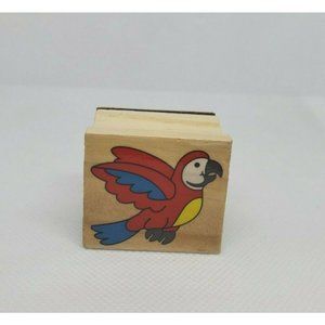 Happy Parakeet Wooden Rubber Stamp Animal Fun Collectible Mint Condition Rare